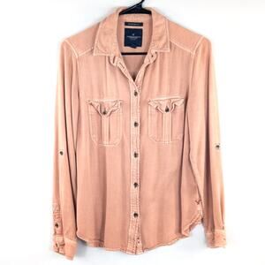 American Eagle Outfitters XS Boyfriend Fit Button Up Shirt Blush Pink Viscose